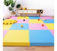 90 tappetini quadrati in schiuma ad incastro da 30,5 x 30,5 cm, per pavimento, colore: rosa, giallo e blu