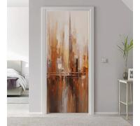 90 x 200 cm Adesivi Per Porte, Arancione Città Architettura Astratto Tema Autoadesiva Carta Da Parati In Pvc Fotomurali Decorazione Poster Soggiorno Camera Da Letto Bagno Murale