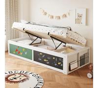 90 x 200 cm - Avec fonction Bureau, équipé d'un plateau idraulico réglable et d'une couverture en feutre - Rangement intégé Pour livres, r Blanc(Sans matelas)