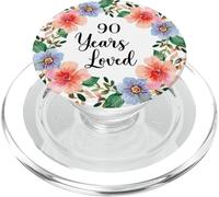 90 Years Loved 90th Birthday Floral 90 Years Loved for Women PopSockets PopGrip per MagSafe
