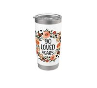 90 Years Loved 90th Birthday funny 90 Year Old Women's Bicchiere termico in acciaio inox doppia parete
