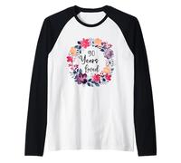90 Years Loved Floral 90th Birthday Men Women Anniversary Maglia con Maniche Raglan