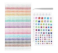 900 Adesivi Con Strass E Adesivi A 2 Stelle, Con Pinzetta In Acciaio Inossidabile Da 1 Pezzo, Adesivi Decorativi, Possono Essere Utilizzati Per Trucco, Unghie, Oggetti, Ecc.