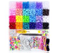 900 perline pony, 200 perline con lettere, 60 perline colorate in argilla, kit per la creazione di braccialetti Kandi per ragazze, corda elastica da 30 m, forbici pinzette, collane fai da te per