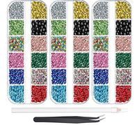 9000 Pezzi Hotfix Strass 3 Misure 12 Colori Flatback Rotondo Pietra Preziosa di Vetro - Ferro su Pietre di Vetro Con Pinzette e Penna Raccoglitore per Fai Da Te Manicure