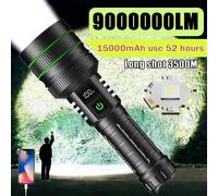 9000000 Torcia a LED più potente LM Torcia ricaricabile di tipo C Torcia tattica a lungo raggio 5000M per la caccia alla pesca