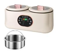 900W Smart Touch Screen Automatico Slow Cooker, 1.8L+1.8l Completamente Automatico Doppia Pentola Fornello, 8 Ore Conservazione del Calore, Sei Funzioni, Pentole Doppie e Doppio Controllo, Utilizzato