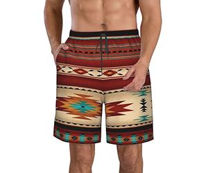 908 Uomo Calzoncini Modello Navajo Nativo Americano Occidentale Rustico Bermuda da Bagno con Tasche Pantaloncini da Mare Leisure Costume Surf Pantaloncini L