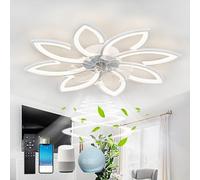 90cm,Plafoniera Con Ventilatore Da Soffitto Camera Da Letto,Intelligente Pale Da Soffitto Con Luce E Telecomando,Alexa Forma A Fiore,APP Dimmerabile,DC, Estiva & Invernale,Per Il Soggiorno-White