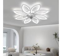 90cm Plafoniera Led con Ventilatore Silenzioso Moderno Fiore Lampadario Ventilatore con Telecomando/APP Dimmerabile Estate Inverno Ventilatore da Soffitto con Luce per Camera da letto, Blanc