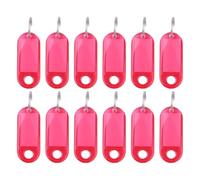 90pcs Plastic Keychain ID Tags Name Label Language Number Mark Classification Tag Per Uffici(PINK)
