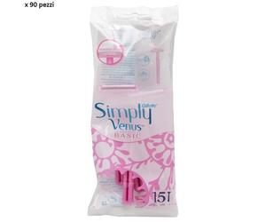 90pz GILLETTE SIMPLY VENUS BASIC rasoio monous. depilazione lamette donna 2 lame