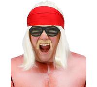 90s 1990s Uomo Wrestler Costume Parrucca Kit Bandana Baffi Occhiali Da Smiffys