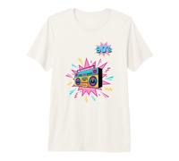 90's Boombox Retro Pop Art Throwback Music Maglietta Premium