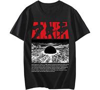 90s Japan Akira Graphic T Shirts Vintage Manga Kaneda Shotaro Men Harajuku Fashion O-Neck Tee Streetwear Casual Top Black XL