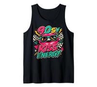 90s Kiss Energy Retro Lips Occhiali da Sole con Grafica a Scacchi Canotta