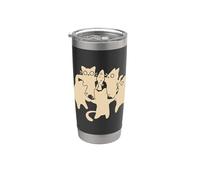 90s Y2K Carino Tomcats e gatti che ballano intorno a un pesce Bicchiere termico in acciaio inox doppia parete