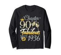 90th Birthday Queen Chapter 90 Fabulous Since 1936 Women Maglia a Manica