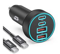 90W Caricatore Auto USB C, 4 Porte USBC and USB-A Caricabatterie con Cavo