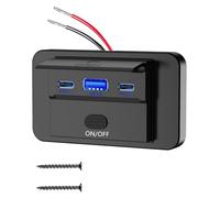 90W Presa USB 12V per Camper Montaggio a Superficie Leggero Doppia Porta USB C 36W e QC 3.0 18W per Auto, 12 Volt Sostituzione Pannello Caricabatterie con Interruttore per Autobus Marine Moto