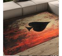 90x150cm Tappeto in stile gotico Picche Stampa di carte Grandi tappeti per interni per sala giochi Cucina Lavabile Sottile Antiscivolo Rustico Home Decor