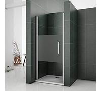 90x185 cm Box Doccia Per Nicchia Porta Battente Vetro Temperato 6mm Semitrasparente Anticalcare Satinato Opaco