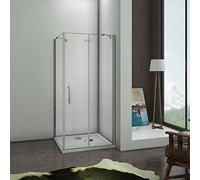 90x70x195cm Box Doccia Angolare Porta Pieghevole Battente 180 Gradi Vetro Temperato Trasparente Anticalcare Due Barra Stabilizzatrice Angolo