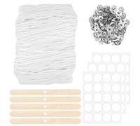 91 m bianco stoppino per candele, in cotone cerato, con 100 portacandele, 5 supporti in legno e 3 schiuma, candela naturale Wick,Unscented Candle Wick,Per la produzione