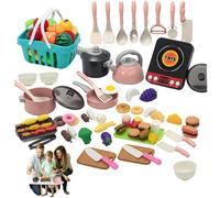 91 pezzi di accessori per set da cucina, fingi di cucinare con pentole, padelle, pentole, cibo, frutta, verdura, apprendimento per ragazze, ragazzi e bambini