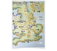 92 Club Football Grounds 2025-26 - Mappa da viaggio da collezionare e grattare, Maps International - 29 x 42 cm