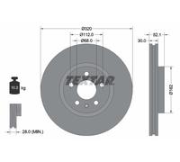 Disco freno TEXTAR 92229305 anteriore, ventilato, altamente carbonizzato, 1 Pezzo