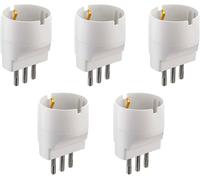 92292 Set Adattatori Da Schuko a Spina Piccola, Bianco, Confezione Da 5