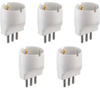 92292 Set Adattatori Da Schuko a Spina Piccola, Bianco, Confezione Da 5