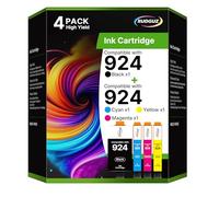 924 cartucce multipack compatibili con HP 924 924e cartucce per HP OfficeJet pro 8122e 8132e 8130e 8120e 8124e 8125e 8134e 8135e (cartucce 924 nero ciano, giallo magenta, confezione da 4 pezzi, senza