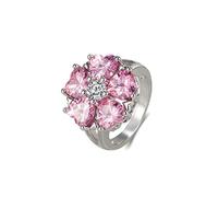 925 anello a grappolo di fiori in argento sterling per donne anelli di zirconia cubica a forma di cuore rosa Promettono love anello di eternità per matrimoni dell'impegno alone (9#)