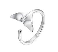 925 Argento Anello Donna Romantico,Grazioso Delfino Balena Coda di Pesce Anelli Aperti Animale Anello da Dito Donne Ragazze Regalo di Compleanno Festa Cristalli Splendenti Gioielli in Argento