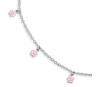 925 Argento Smalto Rosa Fiore Bambini Bracciale 5.5 " W/1.5 " Estensione