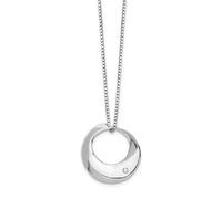 925 Argento Sterling 0.02 Ct. Diamante Cerchio Aperto Ciondolo 18 " Collana Ice