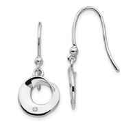 925 Argento Sterling 0.02 Ct. Diamante Pendente Cerchio Orecchini Bianco Ice