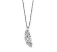925 Argento Sterling 0.02 Ct. Diamante Piuma Pendente 18 " Collana Bianco Ice