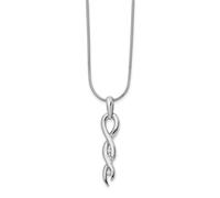 925 Argento Sterling 0.02 Ct. Diamante Twist Ciondolo 18 " Collana Bianco Ice