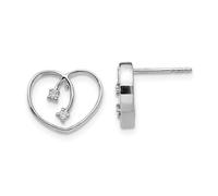 925 Argento Sterling 0.04 Ct. Diamante Cuore Orecchini Bianco Ghiaccio