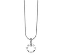 925 Argento Sterling 0.05 Ct. Diamante Cerchio Ciondolo 18 " Collana Bianco Ice