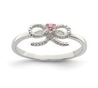 .925 Argento Sterling Anello Per Bambini Con Fiocco Rosa In CZ Taglie 3 A 4