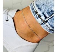 925 Argento Sterling Anti-ossidazione Placcato Tinta Cavigliera Bracciale Perle