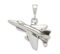 925 Argento Sterling Antico Finitura Aperto Fondo 3D Jet Fighter Angolo Ciondolo