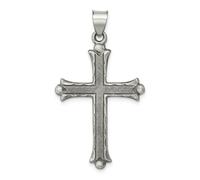 925 Argento Sterling Antico Finitura Lucidato & Spazzolato Latino Croce Ciondolo