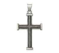 925 Argento Sterling Antico Lucidato & Raso Finitura Latino Croce Ciondolo