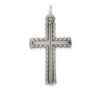 925 Argento Sterling Antico Testurizzati & Spazzolato Finire Latino Croce