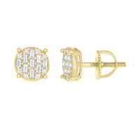 925 Argento Sterling Baguette Moissanite Unisex 7.5mm Cerchio Orecchini a Lobo